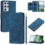 Custodia per telefono in pelle goffrata con tulipani e cordino, For Samsung Galaxy S21 Ultra 5G