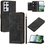 Custodia per telefono in pelle goffrata con tulipani e cordino, For Samsung Galaxy S21 Ultra 5G