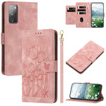 Custodia in pelle goffrata con tulipani per Samsung Galaxy S23+ 5G, S23 5G, S20