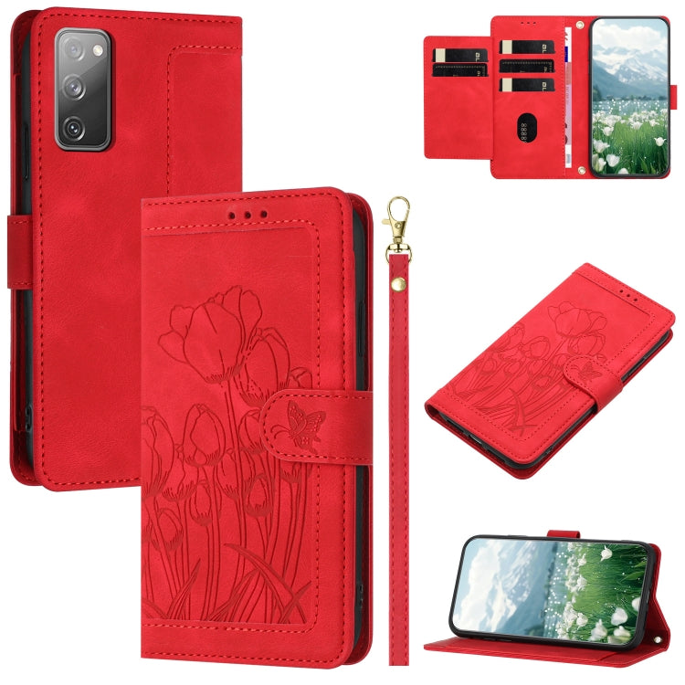 Custodia in pelle goffrata con tulipani per Samsung Galaxy S23+ 5G, S23 5G, S20