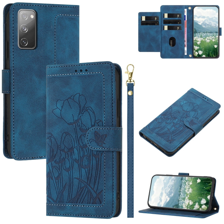 Custodia in pelle goffrata con tulipani per Samsung Galaxy S23+ 5G, S23 5G, S20