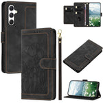Custodia in pelle goffrata con tulipani e cordino per Samsung Galaxy S26 FE