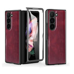 Custodia per telefono in PU con texture Crazy Horse per Samsung Galaxy Z Fold5 e