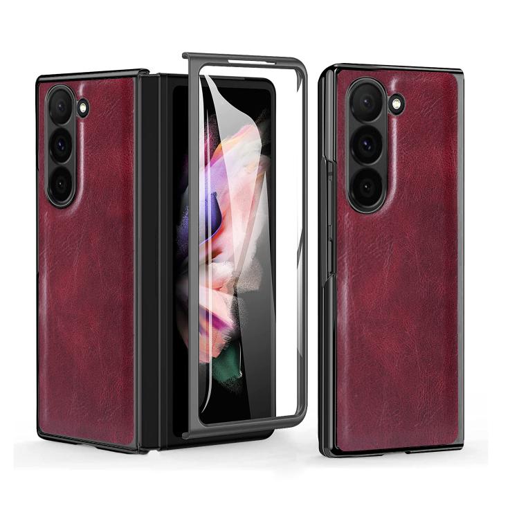 Custodia per telefono in PU con texture Crazy Horse per Samsung Galaxy Z Fold5 e