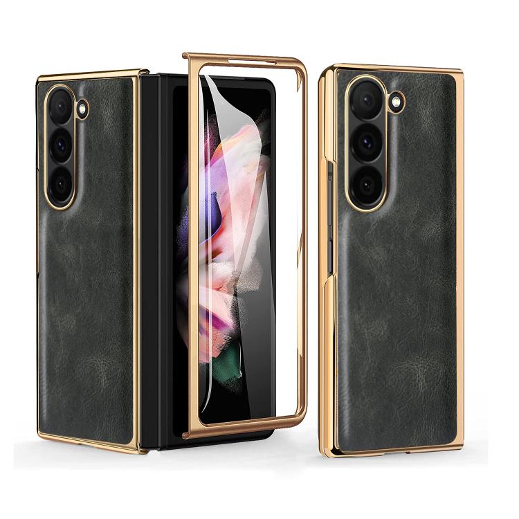 Custodia per telefono in PU con texture Crazy Horse per Samsung Galaxy Z Fold5 e