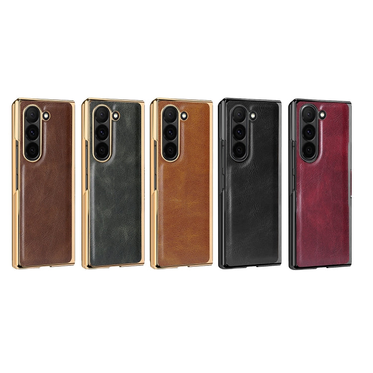 Custodia per telefono in PU con texture Crazy Horse per Samsung Galaxy Z Fold5 e