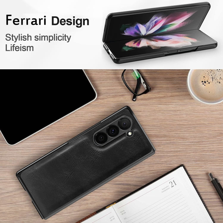Custodia per telefono in PU con texture Crazy Horse per Samsung Galaxy Z Fold5 e