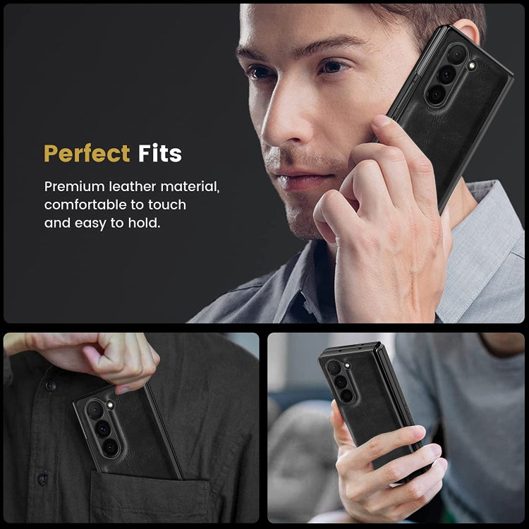 Custodia per telefono in PU con texture Crazy Horse per Samsung Galaxy Z Fold5 e