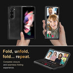 Custodia per telefono in PU con texture Crazy Horse per Samsung Galaxy Z Fold5 e