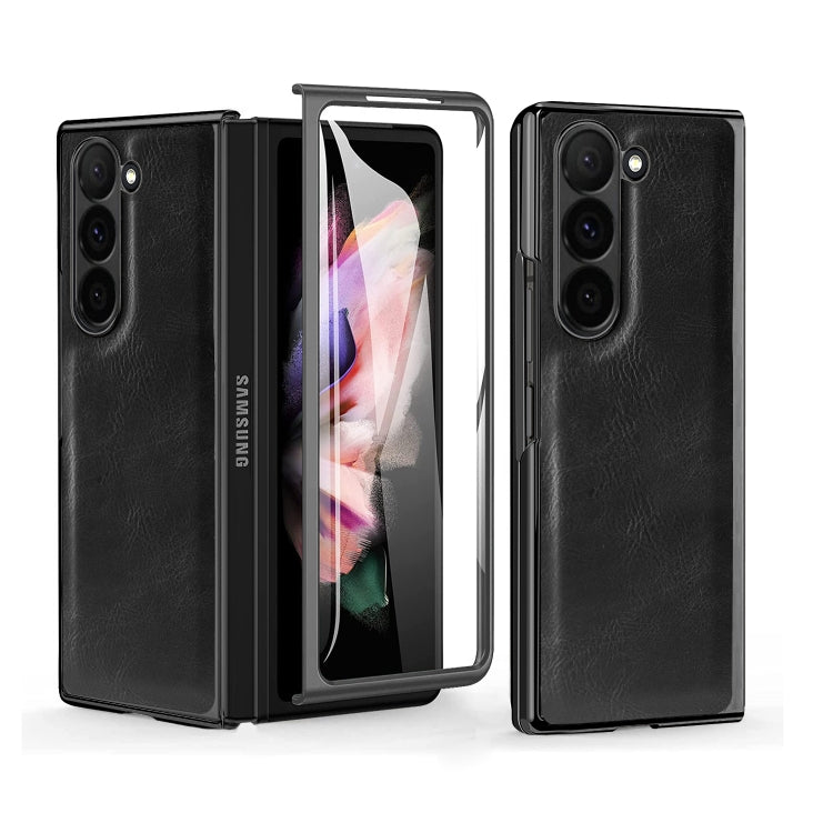 Custodia per telefono in PU con texture Crazy Horse per Samsung Galaxy Z Fold5 e