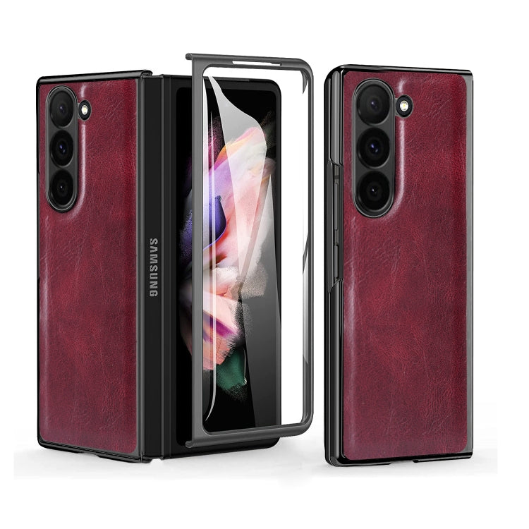 Custodia per telefono in PU con texture Crazy Horse per Samsung Galaxy Z Fold5 e