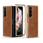 Custodia per telefono in PU con texture Crazy Horse per Samsung Galaxy Z Fold5 e
