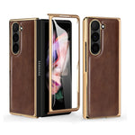 Custodia per telefono in PU con texture Crazy Horse per Samsung Galaxy Z Fold5 e