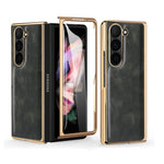 Custodia per telefono in PU con texture Crazy Horse per Samsung Galaxy Z Fold5 e