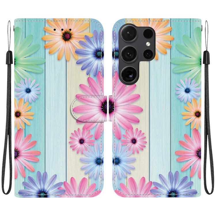 Custodia in pelle con disegno colorato e texture di cristallo per Samsung Galaxy