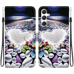 Custodia in pelle con disegno colorato e texture di cristallo per Samsung Galaxy