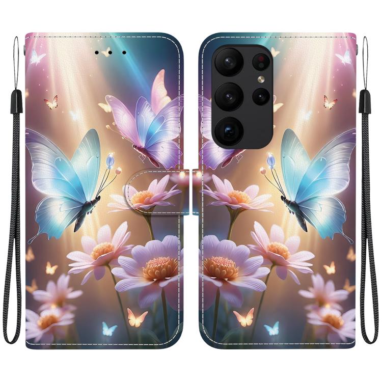 Custodia in pelle con disegno colorato e texture cristallo per Samsung Galaxy