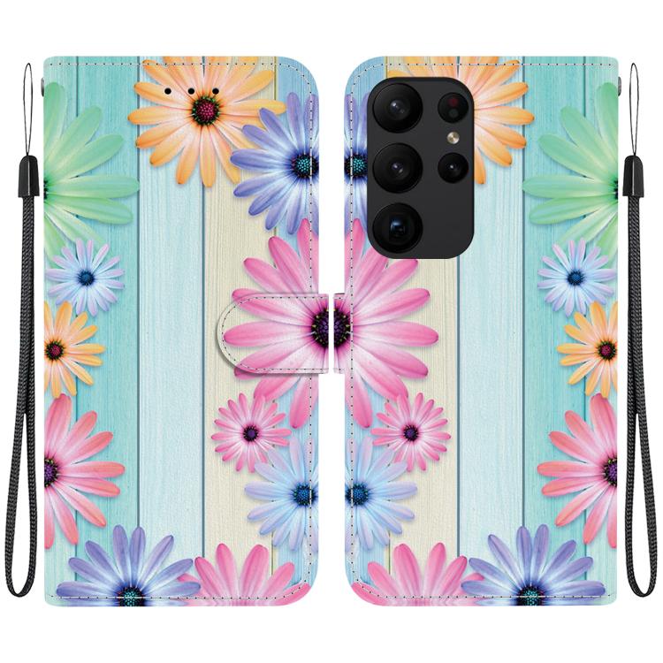 Custodia in pelle con disegno colorato e texture cristallo per Samsung Galaxy