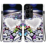 Custodia in pelle con disegno colorato e texture cristallo per Samsung Galaxy