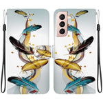 Custodia in pelle con disegno colorato e texture cristallo per Samsung Galaxy