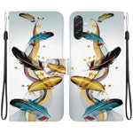 Custodia per telefono in pelle con disegno colorato e texture di cristallo per