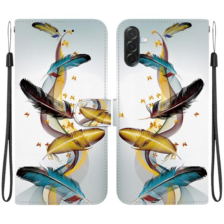 Custodia per telefono in pelle con disegno colorato e texture di cristallo per