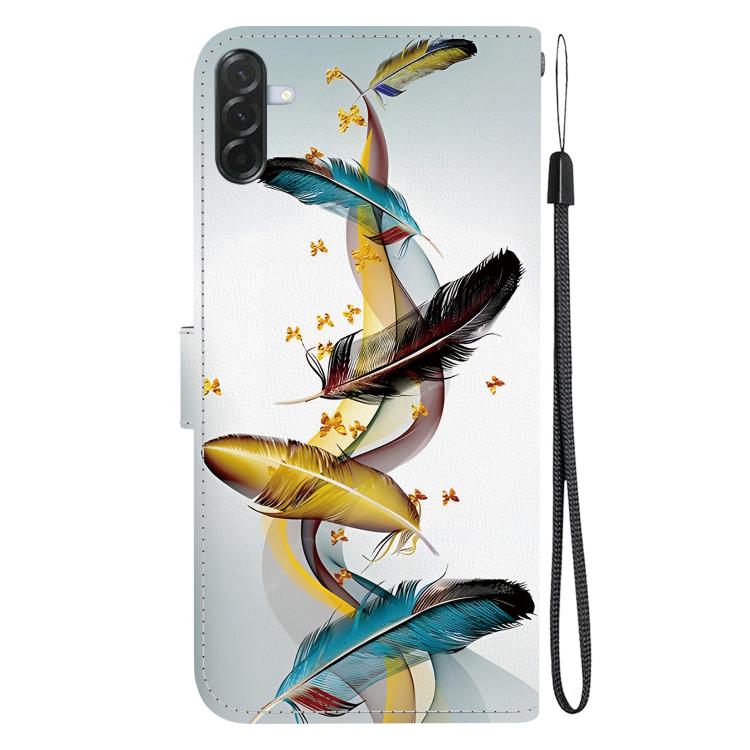 Custodia per telefono in pelle con disegno colorato e texture di cristallo per