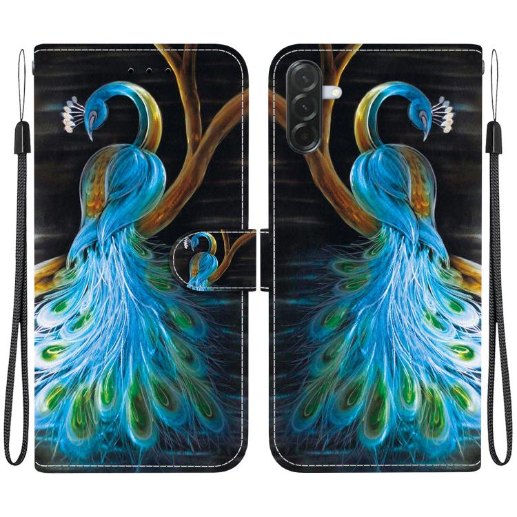 Custodia per telefono in pelle con disegno colorato e texture di cristallo per
