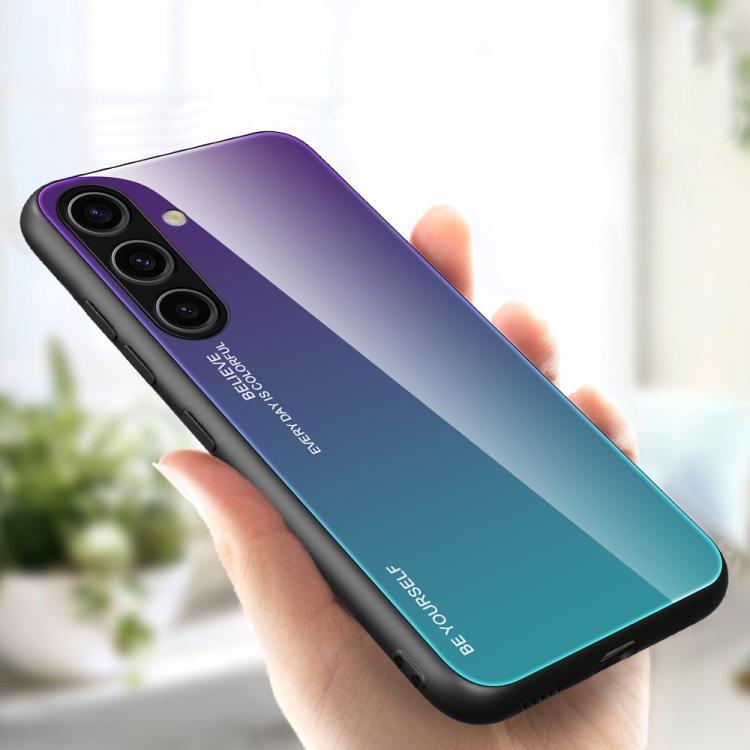 Custodia per telefono in vetro con colori sfumati per Samsung Galaxy S25, S25+ e