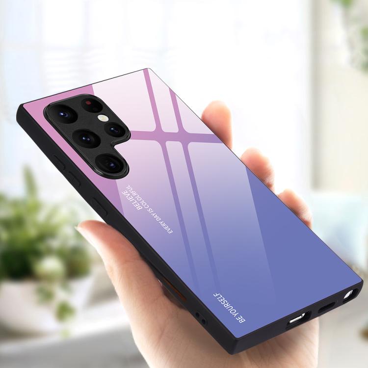Custodia per telefono in vetro con colori sfumati per Samsung Galaxy S25, S25+ e