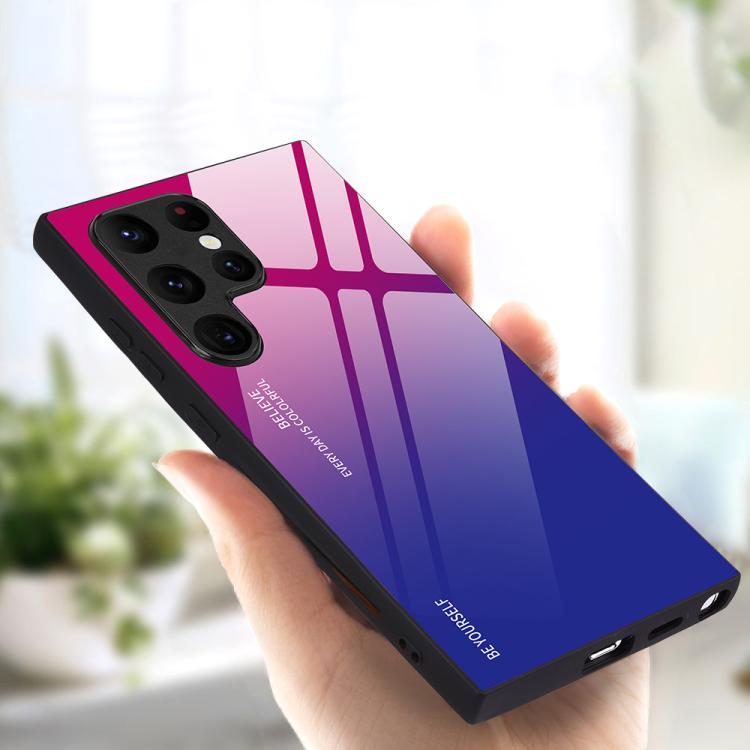 Custodia per telefono in vetro con colori sfumati per Samsung Galaxy S25, S25+ e