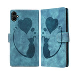 Custodia in pelle goffrata con motivo cuore e gatto per Samsung Galaxy A57, A37