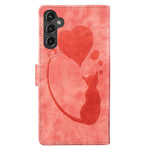 Custodia in pelle goffrata con motivo cuore e gatto per Samsung Galaxy A57, A37