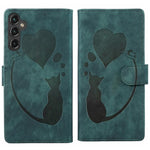 Custodia in pelle goffrata con motivo cuore e gatto per Samsung Galaxy A57, A37