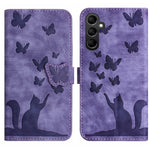 Custodia per telefono in pelle con stampa a farfalla e gatto, For Samsung Galaxy A36 5G