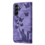 Custodia per telefono in pelle con stampa a farfalla e gatto, For Samsung Galaxy A36 5G