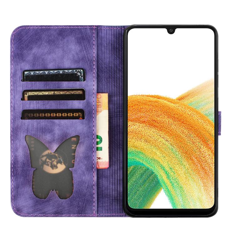 Custodia per telefono in pelle con stampa a farfalla e gatto, For Samsung Galaxy A36 5G