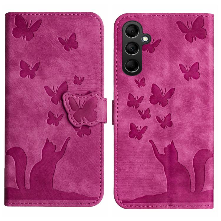 Custodia per telefono in pelle con stampa a farfalla e gatto, For Samsung Galaxy A36 5G
