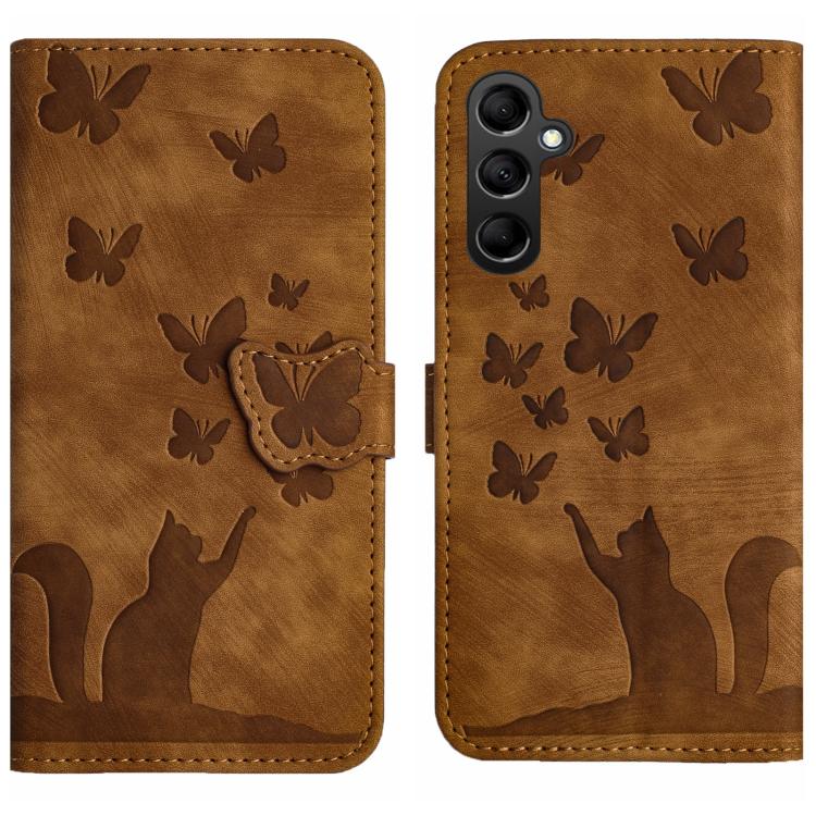 Custodia per telefono in pelle con stampa a farfalla e gatto, For Samsung Galaxy A36 5G