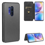 Custodia flip orizzontale in fibra di carbonio con slot per schede per OnePlus