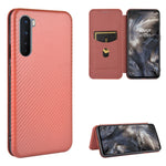 Custodia flip orizzontale in fibra di carbonio con slot per schede per OnePlus