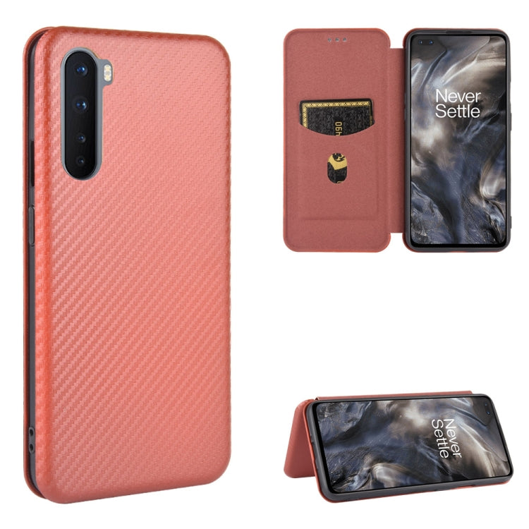 Custodia flip orizzontale in fibra di carbonio con slot per schede per OnePlus