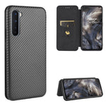 Custodia flip orizzontale in fibra di carbonio con slot per schede per OnePlus
