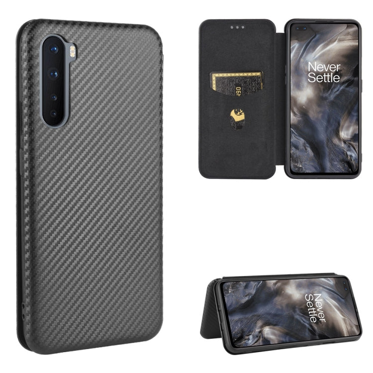 Custodia flip orizzontale in fibra di carbonio con slot per schede per OnePlus
