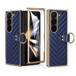 Custodia in pelle con anello metallico per Galaxy Z Fold7 5G, Samsung Galaxy Z