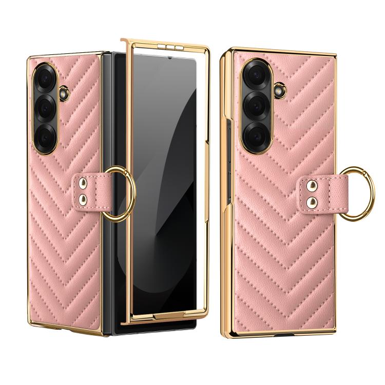 Custodia in pelle con anello metallico per Galaxy Z Fold7 5G, Samsung Galaxy Z