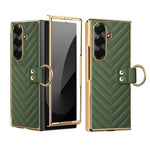 Custodia in pelle con anello metallico per Galaxy Z Fold7 5G, Samsung Galaxy Z
