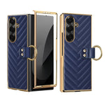 Custodia in pelle con anello metallico per Galaxy Z Fold7 5G, Samsung Galaxy Z