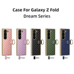 Custodia in pelle con anello metallico per Galaxy Z Fold7 5G, Samsung Galaxy Z