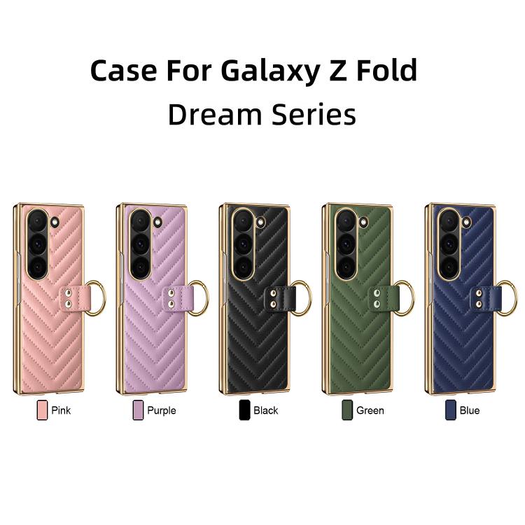 Custodia in pelle con anello metallico per Galaxy Z Fold7 5G, Samsung Galaxy Z